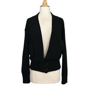Vintage AXIOM Black Sweater Cardigan Lambswool Angora Blend Slouchy Grandpa, S